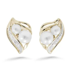 Silván Daria timanttikorvakorut helmillä, 0,015ct, keltakultaa, Silván timanttikorut
