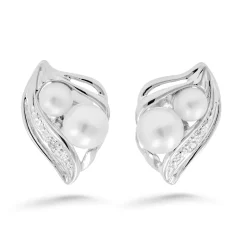 Silván Daria timanttikorvakorut helmillä, 0,015ct, valkokultaa, Silván timanttikorut