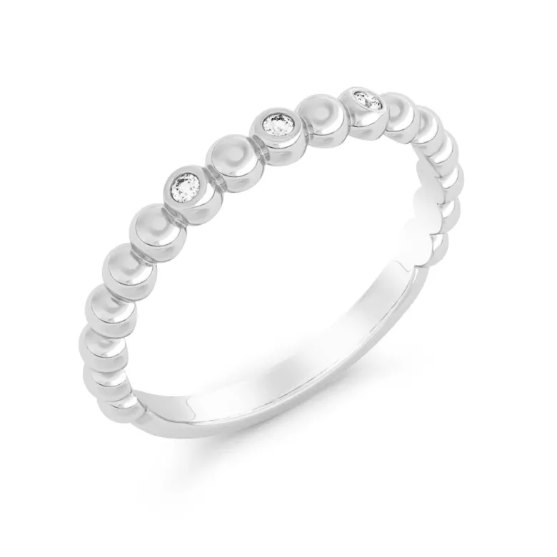 Silván Olivia timanttisormus pallokuvioitu 0,03ct, valkokultaa, Silván vihkisormukset