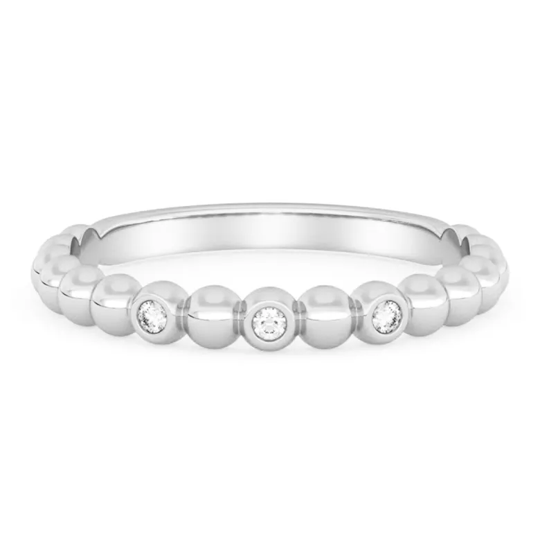 Silván Olivia timanttisormus pallokuvioitu 0,03ct, valkokultaa, Silván vihkisormukset
