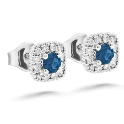 Silván Rosalie timanttikorvakorut 0,22ct safiireilla, valkokultaa, Silván timanttikorut