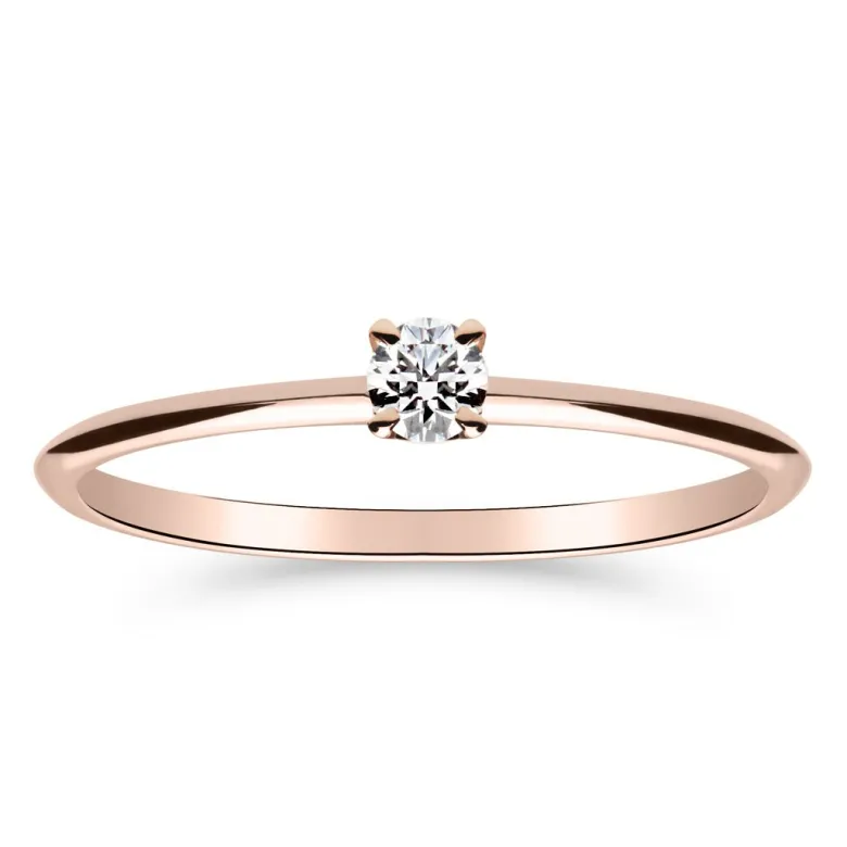 Silván Solitaire timanttisormus 0,10ct, rosekultaa, Silván vihkisormukset