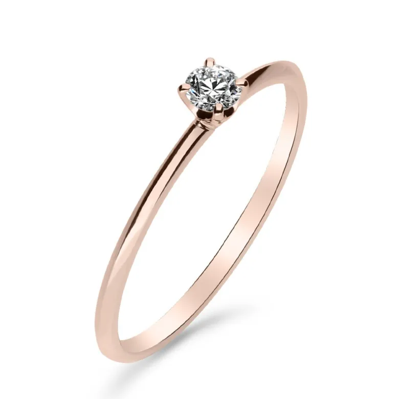 Silván Solitaire timanttisormus 0,10ct, rosekultaa, Silván vihkisormukset