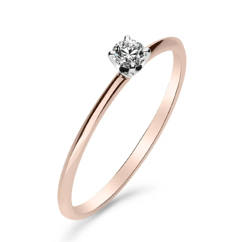 Silván Solitaire timanttisormus 0,10ct, valko- ja rosekultaa, Silván vihkisormukset