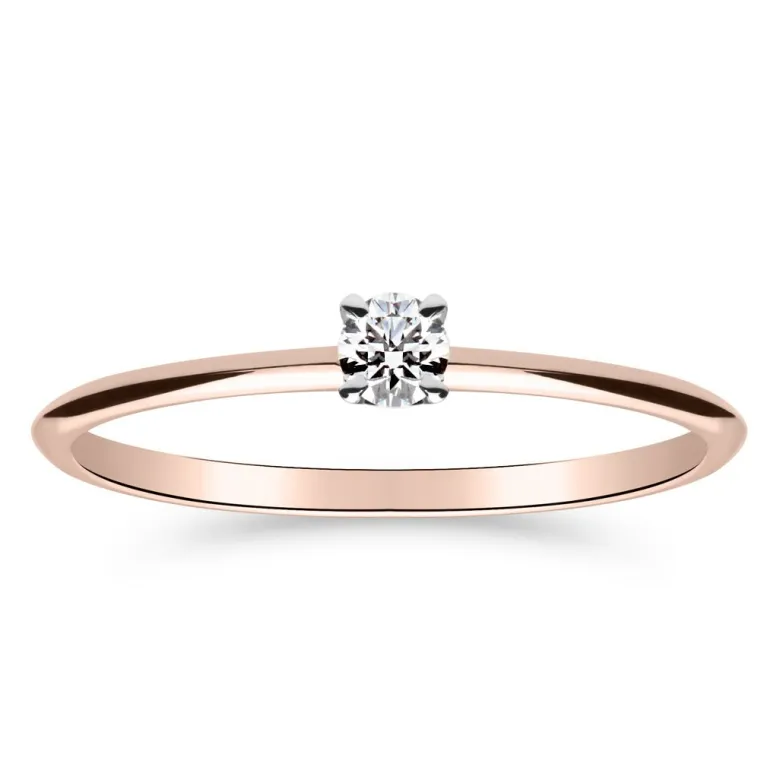 Silván Solitaire timanttisormus 0,10ct, valko- ja rosekultaa, Silván vihkisormukset