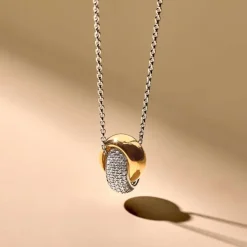 TI SENTO Bold Crossover kaulakoru, keltakullattua hopeaa ja zirkonit, 34118ZY/42