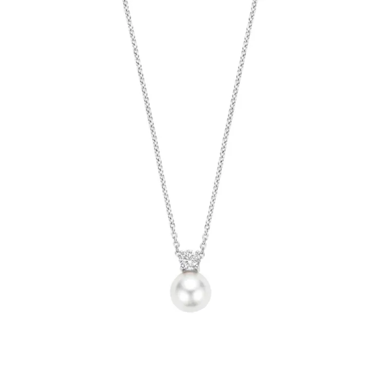 TI SENTO Classic kaulakoru, hopeaa, zirkoni ja valkoinen helmi, 34125PW/42
