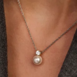 TI SENTO Classic kaulakoru, keltakullattua hopeaa, zirkoni ja valkoinen helmi, 34125YP/42