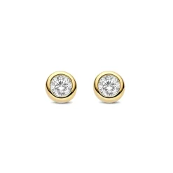 TI SENTO Classic Round korvakorut, keltakullattua hopeaa ja zirkonit, 78057ZY
