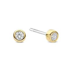 TI SENTO Classic Round korvakorut, keltakullattua hopeaa ja zirkonit, 78057ZY
