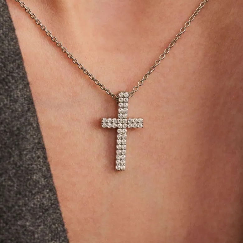 TI SENTO Cross kaulakoru, hopeaa ja zirkoni, 34130ZI/42