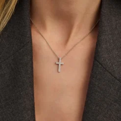 TI SENTO Cross kaulakoru, hopeaa ja zirkoni, 34130ZI/42