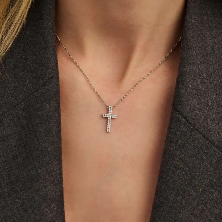 TI SENTO Cross kaulakoru, hopeaa ja zirkoni, 34130ZI/42