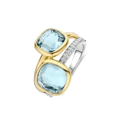 TI SENTO Double Cushion sormus, keltakullattua hopeaa ja zirkonit, 12412TY