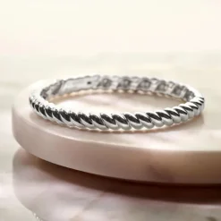 TI SENTO Ribbed rannerengas, hopeaa 23095SI