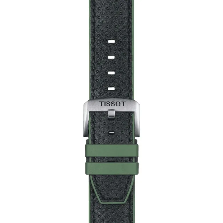 Tissot ranneke, 22 mm, musta nahka ja vihreä silikoni, T852046787
