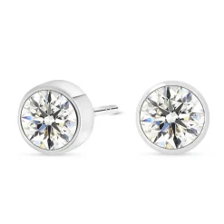 Valkokultaiset korvakorut 5mm kirkkaalla zirkoniakivellä, 14K valkokulta