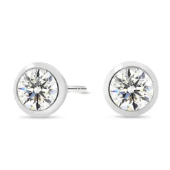 Valkokultaiset korvakorut 5mm kirkkaalla zirkoniakivellä, 14K valkokulta